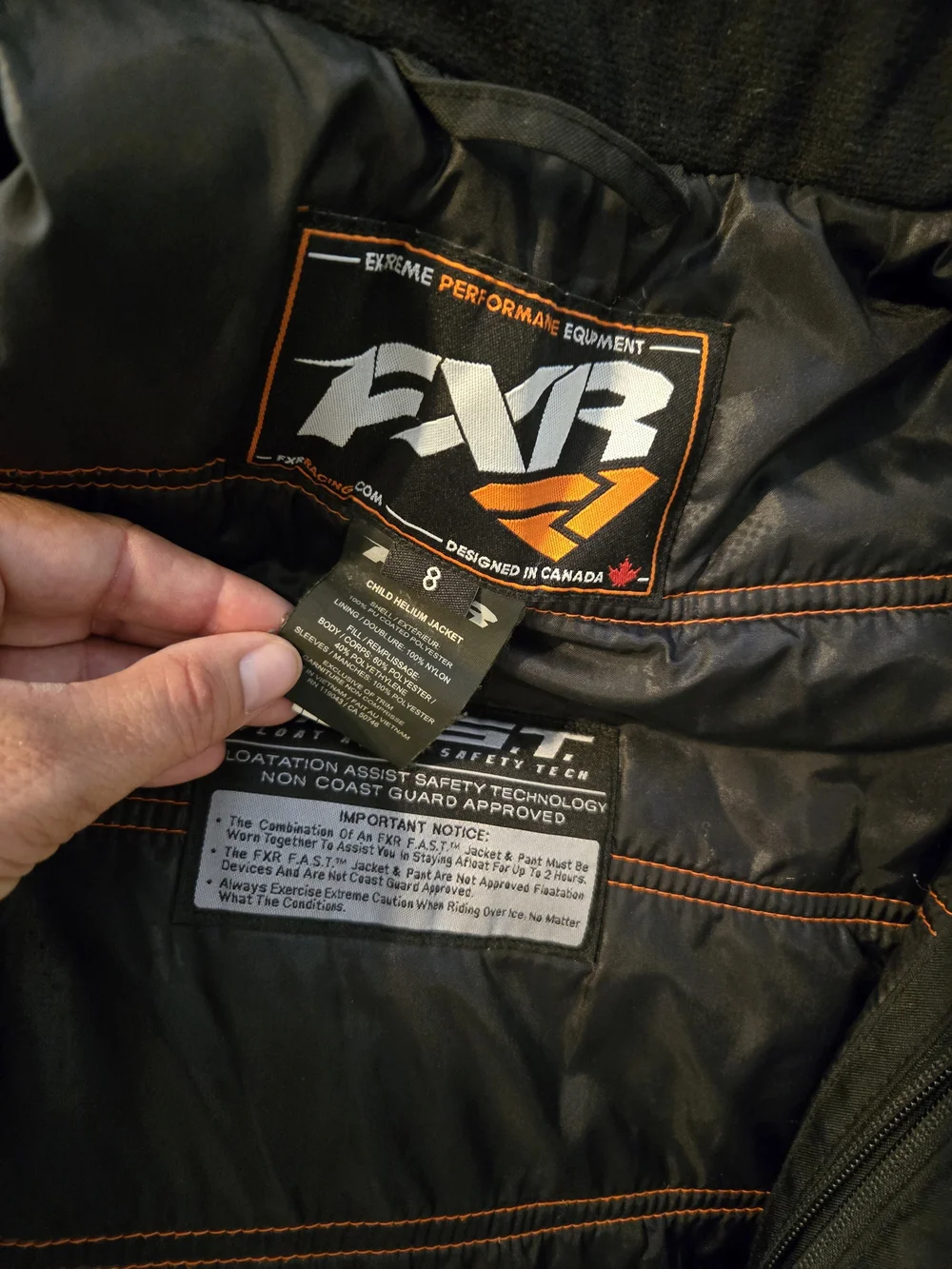FXR Kids Black & Gray Insulated Size 8 (Fit up to a 10) Jacket with Neon Accents